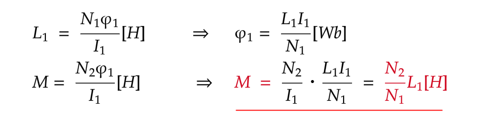 巻き数から相互インダクタンスを導く式