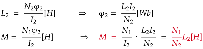 巻き数から相互インダクタンスを導く式